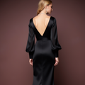 Black Wedding Dress with a High Slit for an Edgy and Sexy Look black mesh New Satin split