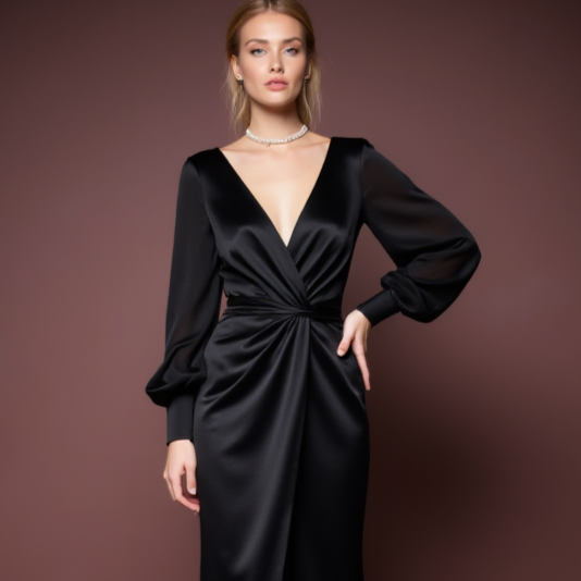 Black Wedding Dress with a High Slit for an Edgy and Sexy Look black mesh New Satin split