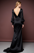 Black Wedding Dress with a High Slit for an Edgy and Sexy Look black mesh New Satin split