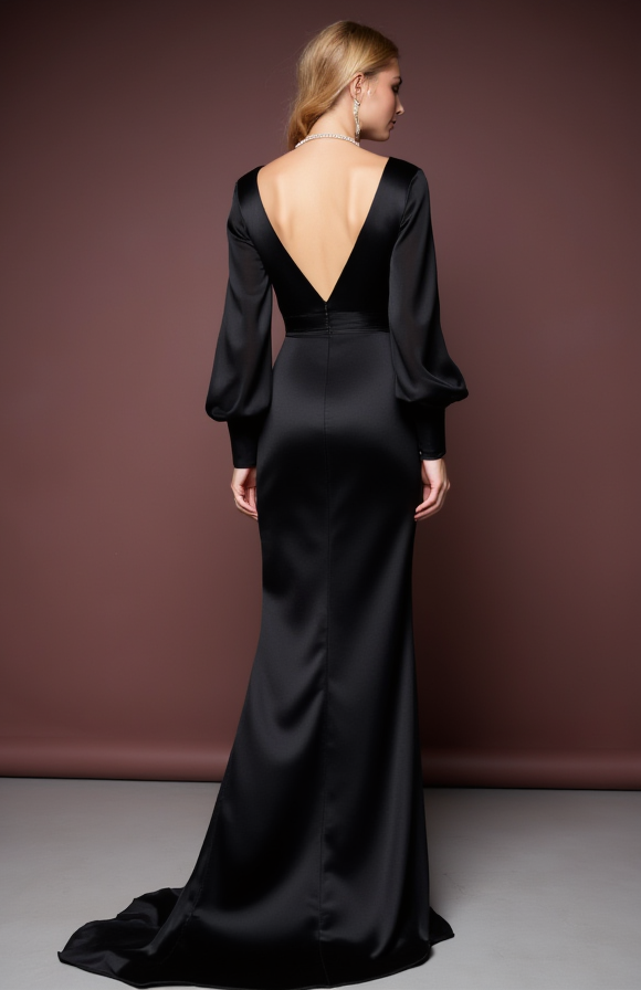 Black Wedding Dress with a High Slit for an Edgy and Sexy Look black mesh New Satin split