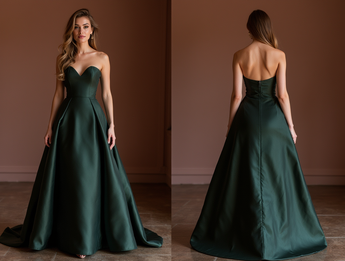 Bold Balck Evening Dress & Prom Dress with Sculpted Corset for an Hourglass Fit black New Satin