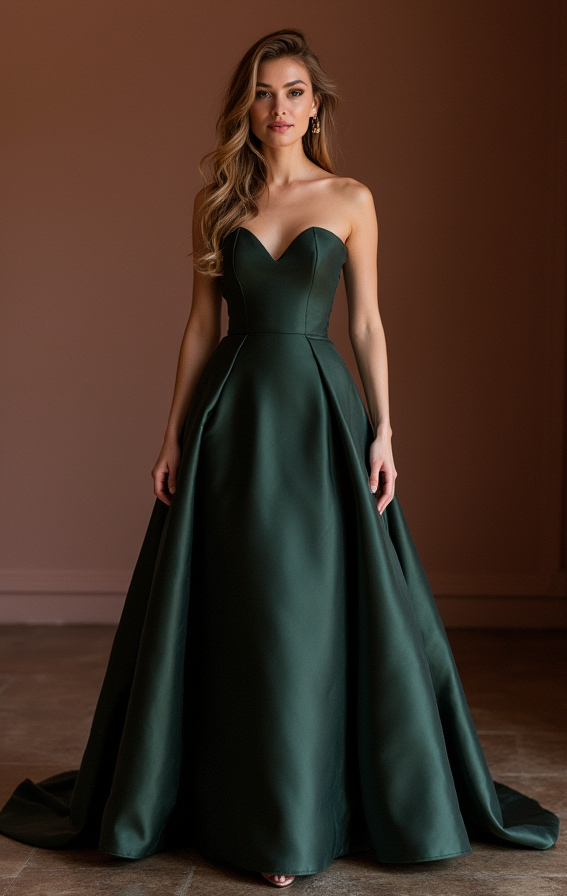 Bold Balck Evening Dress & Prom Dress with Sculpted Corset for an Hourglass Fit black New Satin