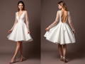 Timeless White Mini Short Wedding Dress with a Simple Silhouette for an Effortless Bridal Look mesh New Satin white