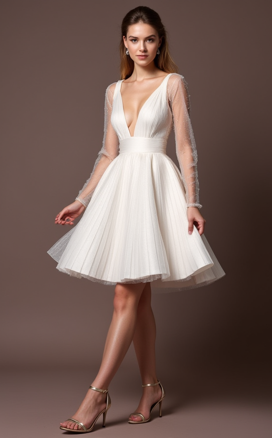 Timeless White Mini Short Wedding Dress with a Simple Silhouette for an Effortless Bridal Look mesh New Satin white