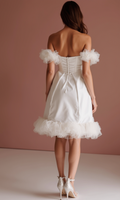 Bohemian White Mini Short Wedding Dress with a Flowing Tulle Skirt for an Ethereal Look New Satin white