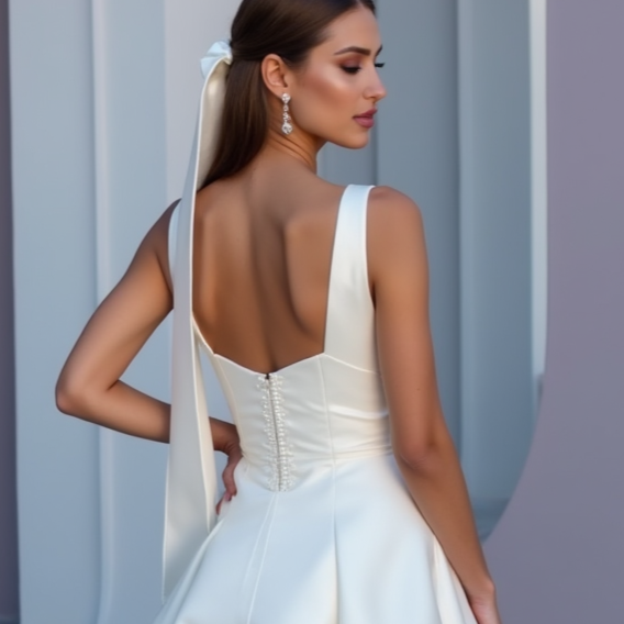 Elegant White Mini Short Wedding Dress with a Draped Neckline for a Chic and Romantic Style New Satin white