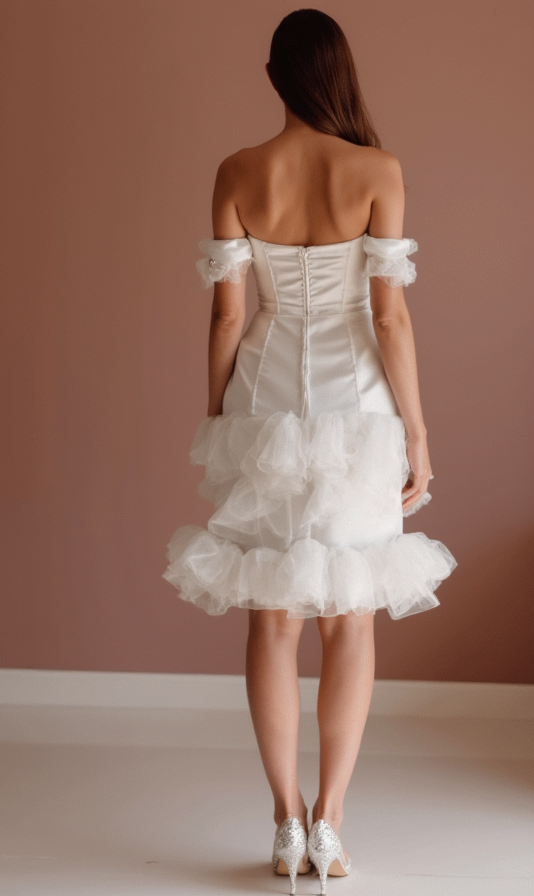 Minimalist White Mini Short Wedding Dress with Simple Straps for an Effortless Look New Satin white