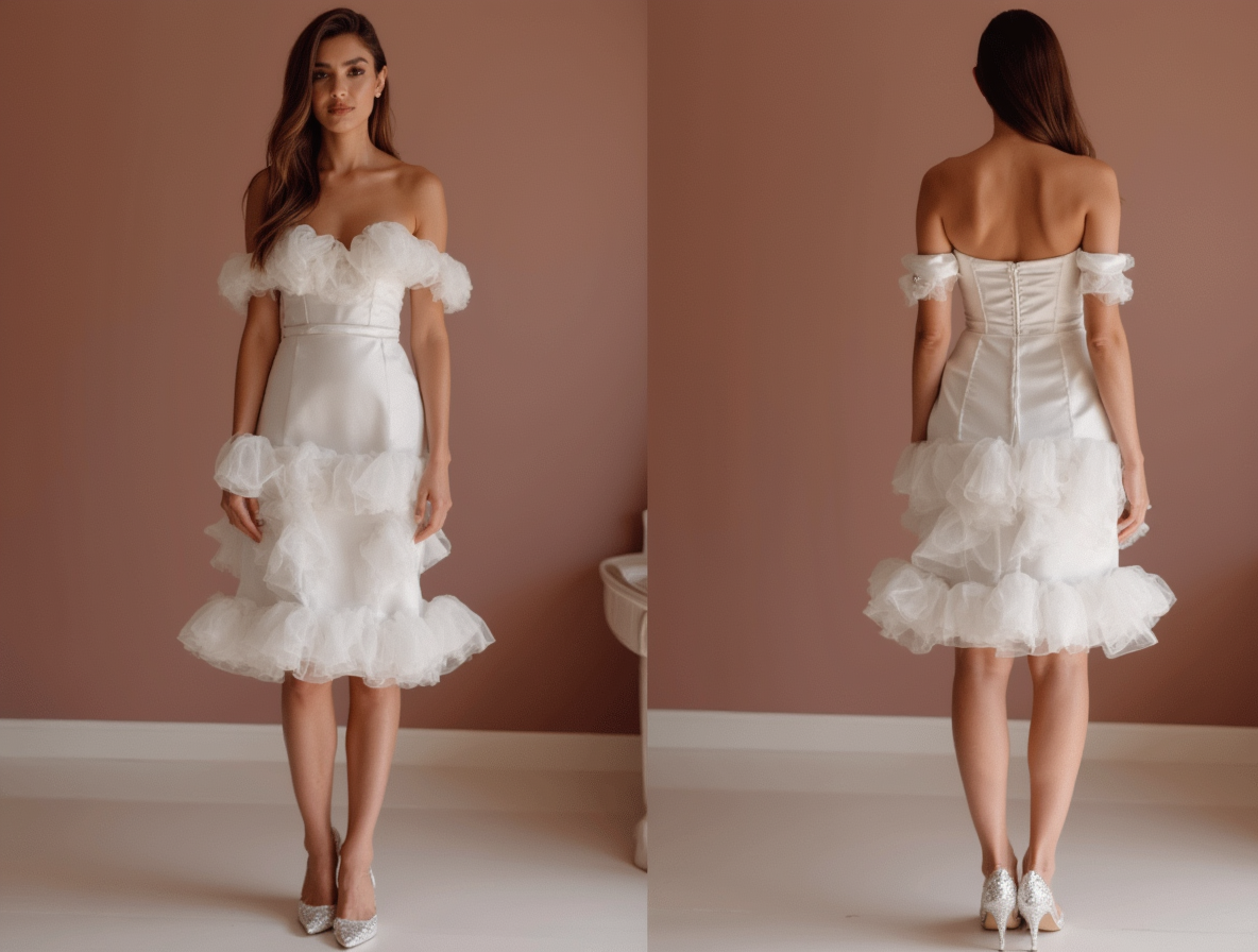 Minimalist White Mini Short Wedding Dress with Simple Straps for an Effortless Look New Satin white