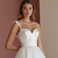 Romantic White Mini Short Wedding Dress with a Heart-Shaped Back for a Sweet Bridal Touch mesh New Satin white