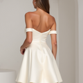 Romantic White Mini Short Wedding Dress with a Layered Chiffon Skirt for a Soft Look New Satin white