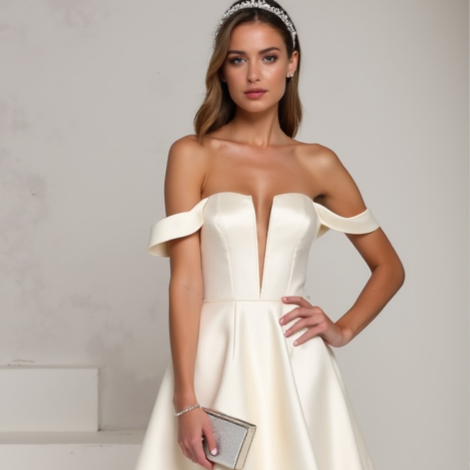Romantic White Mini Short Wedding Dress with a Layered Chiffon Skirt for a Soft Look New Satin white