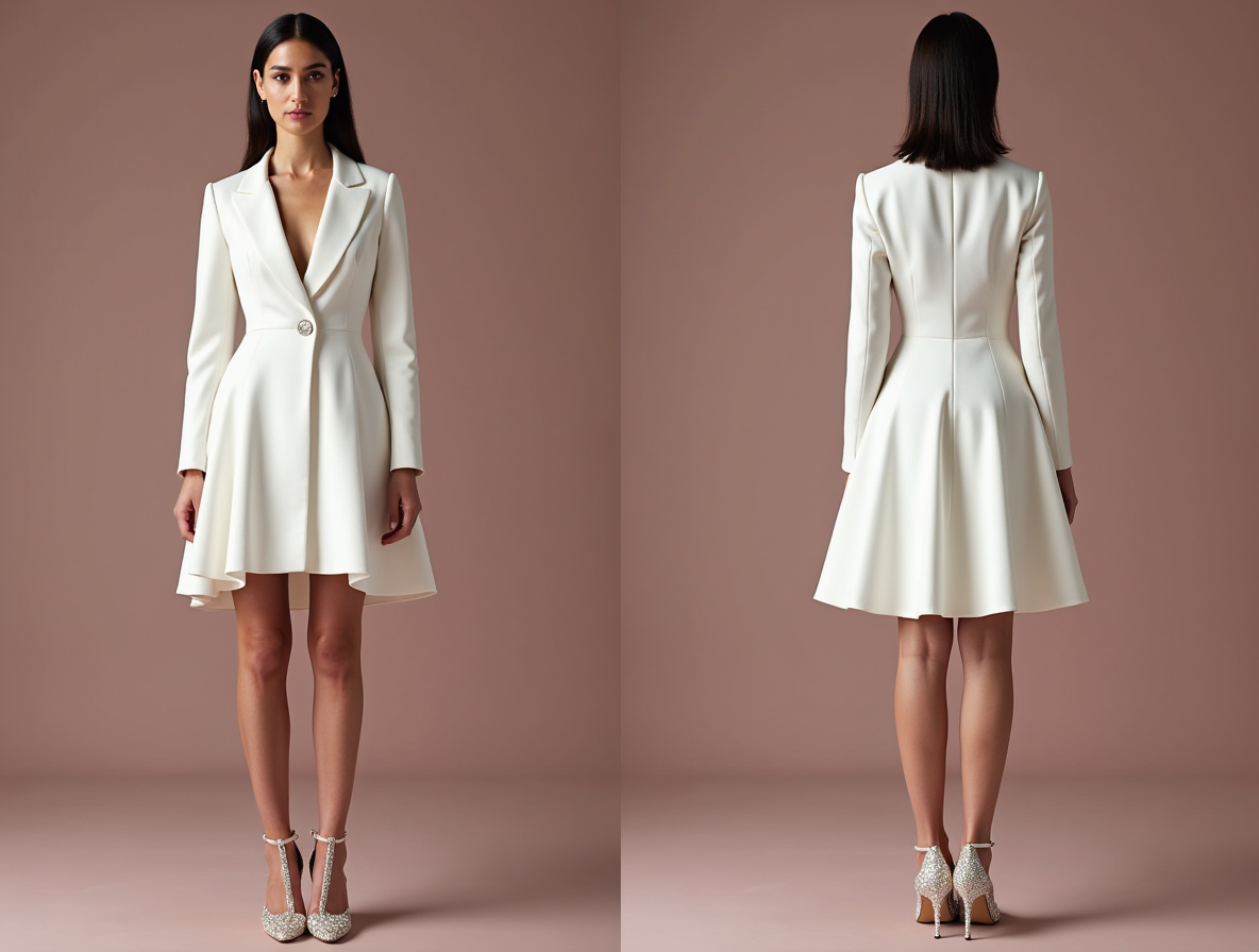 Elegant White Mini Short Wedding Dress with a Draped Skirt for a Luxe