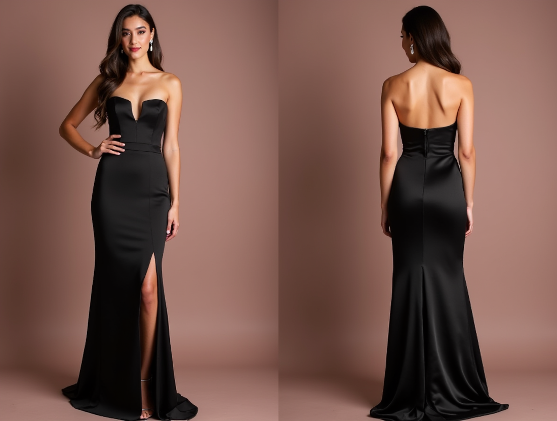 Black Prom Wedding Dress for Brides Who Love a Glamorous Style black New Satin split