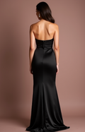 Black Prom Wedding Dress for Brides Who Love a Glamorous Style black New Satin split