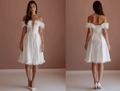 Stylish White Mini Short Wedding Dress with a Cap Sleeve for a Classic Feel New Satin white