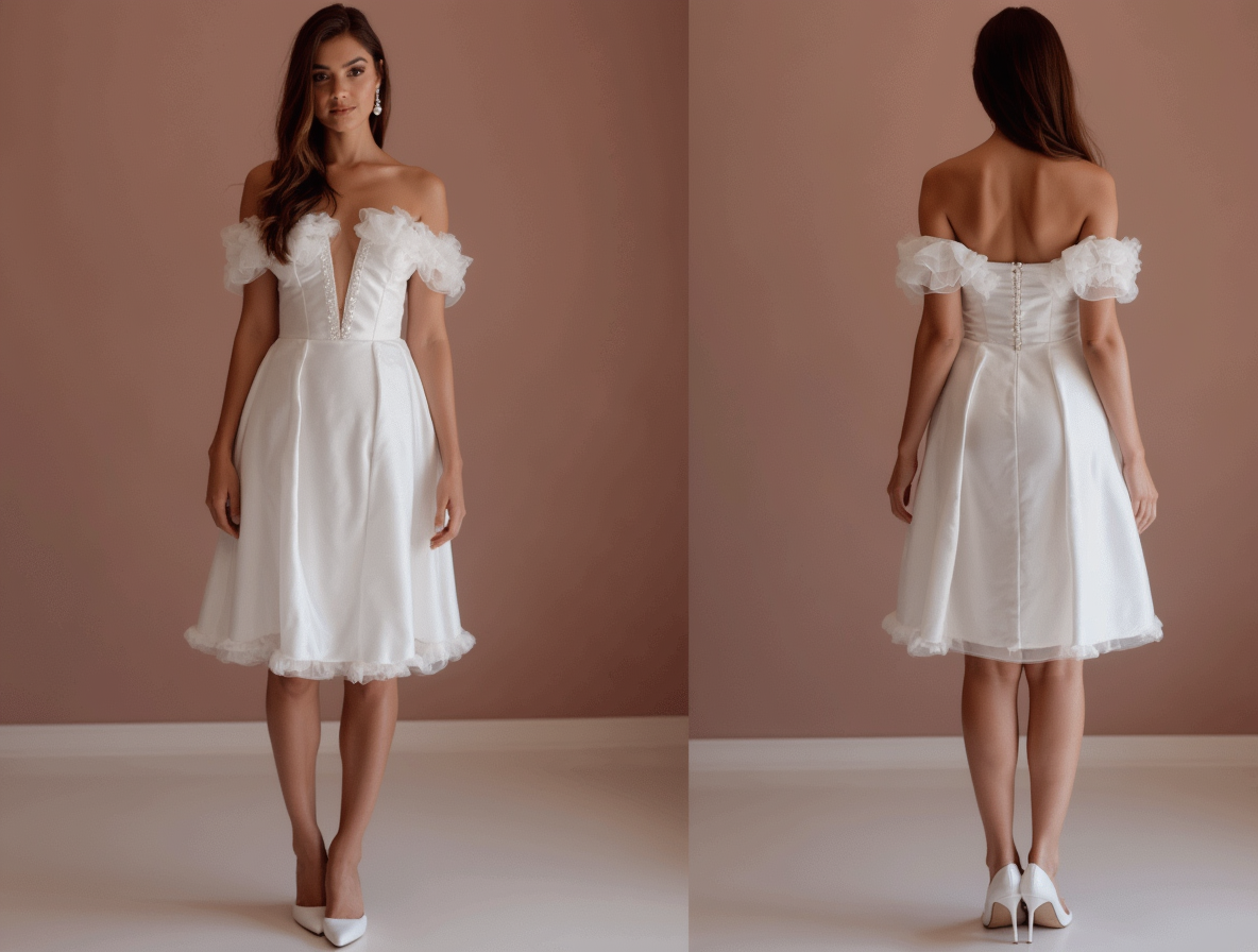 Stylish White Mini Short Wedding Dress with a Cap Sleeve for a Classic Feel New Satin white