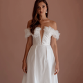 Stylish White Mini Short Wedding Dress with a Cap Sleeve for a Classic Feel New Satin white