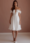 Stylish White Mini Short Wedding Dress with a Cap Sleeve for a Classic Feel New Satin white