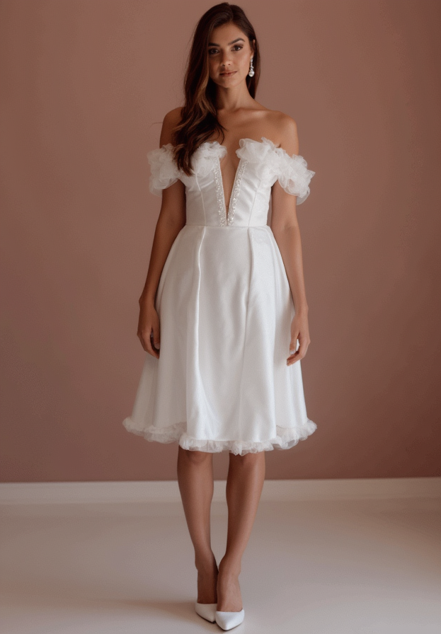 Stylish White Mini Short Wedding Dress with a Cap Sleeve for a Classic Feel New Satin white