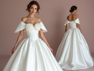 Ultra-Glamorous White Princess Wedding Dress with Crystal Beading and Full Skirt backless New Satin white