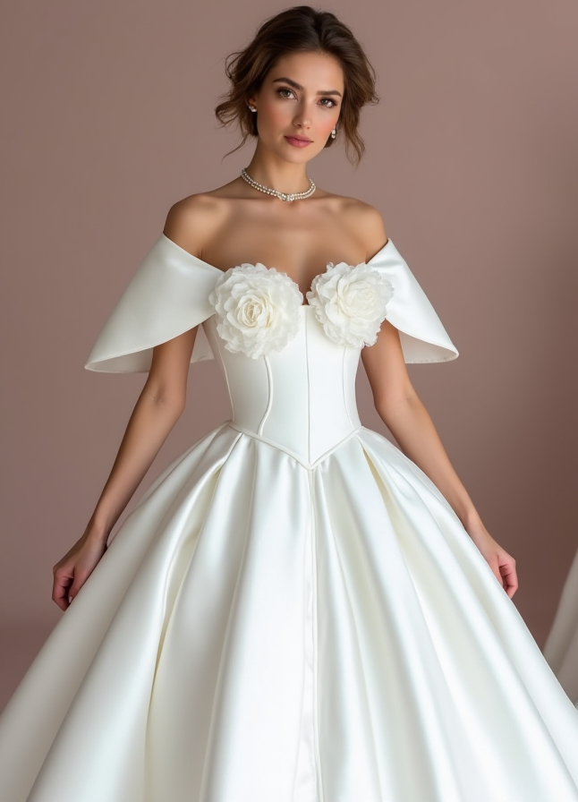 Ultra-Glamorous White Princess Wedding Dress with Crystal Beading and Full Skirt backless New Satin white