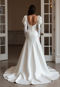 Sexy White Mermaid Wedding Gown with a High Slit for a Bold, Edgy Look backless New Satin white