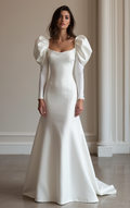 Sexy White Mermaid Wedding Gown with a High Slit for a Bold, Edgy Look backless New Satin white