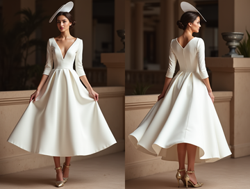 Chic White Mini Short Wedding Dress with Pearl Buttons for a Vintage and Timeless Look New Satin white