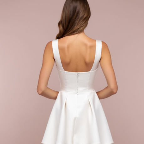 Elegant White Mini Short Wedding Dress with a Draped Neckline for a Chic Touch New Satin white