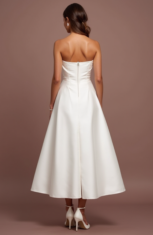 Trendy White Mini Short Wedding Dress with Asymmetrical Hemline for a Fashion-Forward Look New Satin white