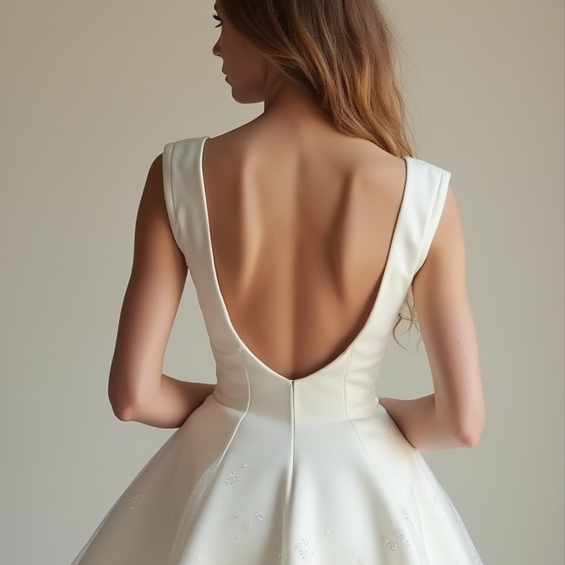 Chic White Mini Short Wedding Dress with Pearl Buttons for a Vintage and Timeless Look New Satin white