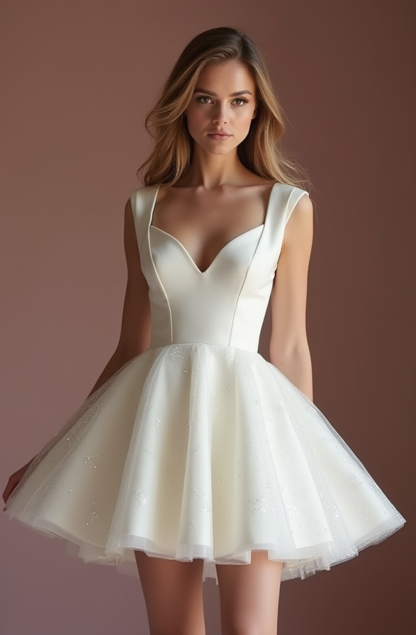 Chic White Mini Short Wedding Dress with Pearl Buttons for a Vintage and Timeless Look New Satin white