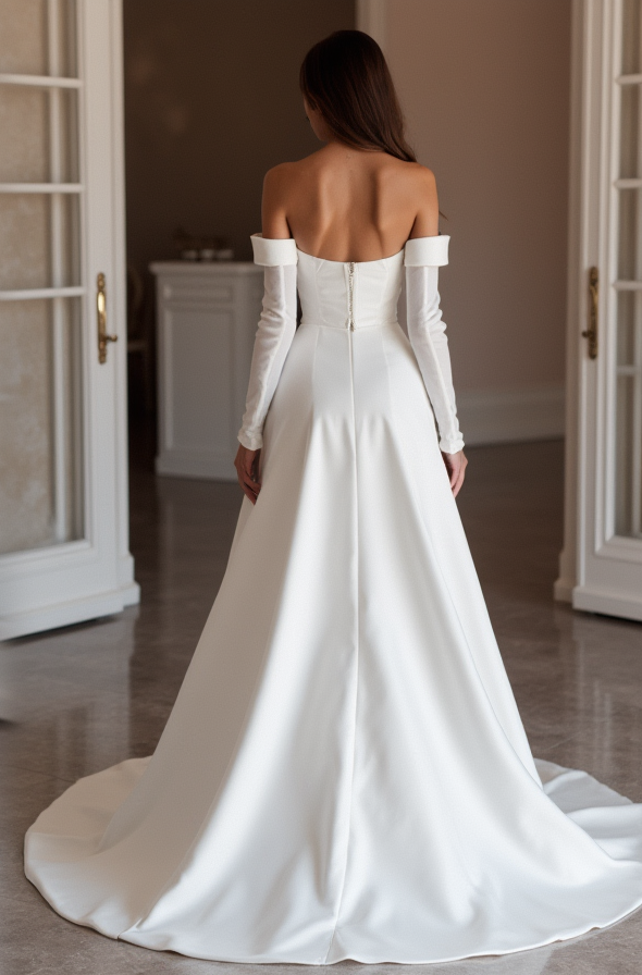 Mermaid White Wedding Dress with a Cascading Train for a Grand Bridal Look backless New Satin white