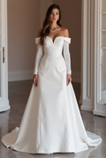 Mermaid White Wedding Dress with a Cascading Train for a Grand Bridal Look backless New Satin white