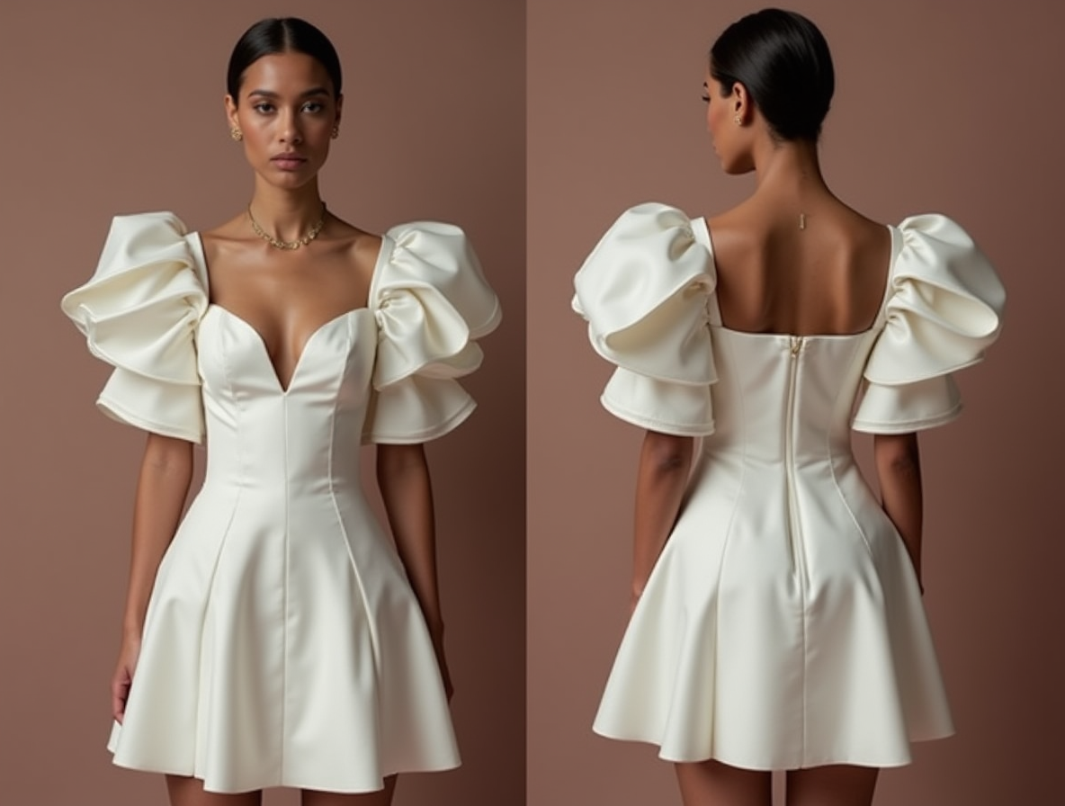 Sexy White Mini Short Wedding Dress with a Deep V-Neckline for a Bold and Confident Look main image 0