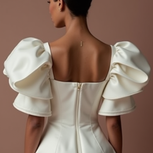 Glamorous White Mini Short Wedding Dress with Beaded Bodice for a Sparkling Wedding Style New Satin white