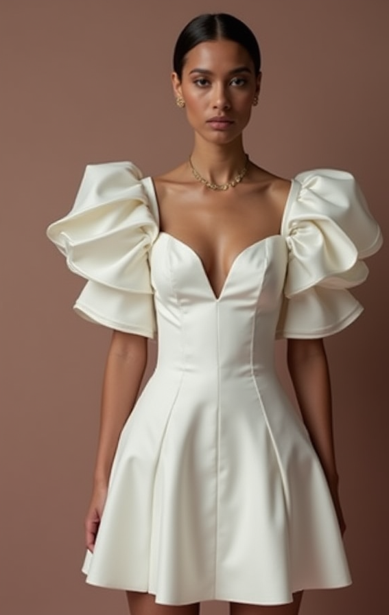 Glamorous White Mini Short Wedding Dress with Beaded Bodice for a Sparkling Wedding Style New Satin white