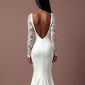 Stunning A-Line White Wedding Dress with a Lace-up Back for a Custom Fit backless embroidery mesh New Satin split white