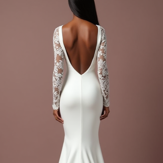 Stunning A-Line White Wedding Dress with a Lace-up Back for a Custom Fit backless embroidery mesh New Satin split white