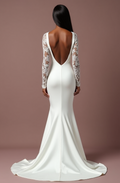 Stunning A-Line White Wedding Dress with a Lace-up Back for a Custom Fit backless embroidery mesh New Satin split white