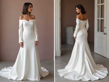 Dramatic White Mermaid Wedding Dress with Lace Appliqué for a Sophisticated Bridal Look backless mesh New Satin white