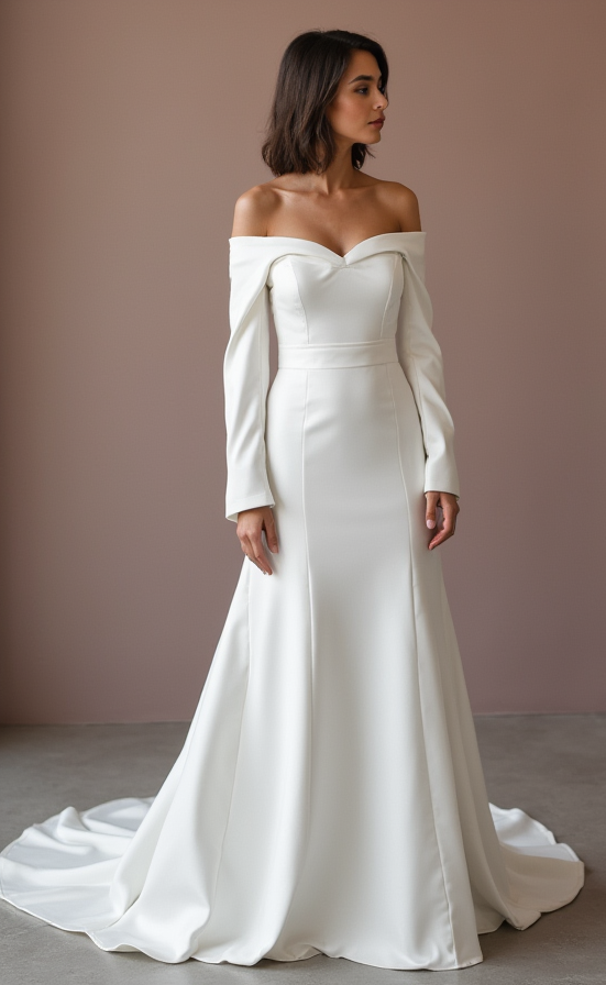 Dramatic White Mermaid Wedding Dress with Lace Appliqué for a Sophisticated Bridal Look backless mesh New Satin white