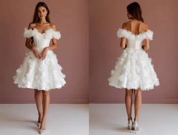 Playful White Mini Short Wedding Dress with a Slit Skirt for a Flirty and Fun Style New Satin white