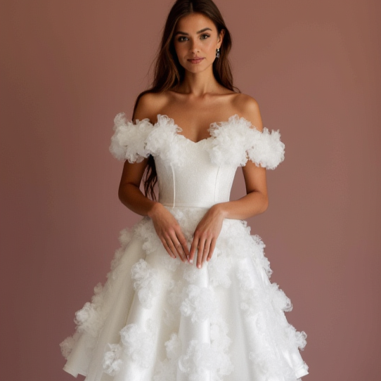 Playful White Mini Short Wedding Dress with a Slit Skirt for a Flirty and Fun Style New Satin white