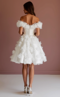 Playful White Mini Short Wedding Dress with a Slit Skirt for a Flirty and Fun Style New Satin white