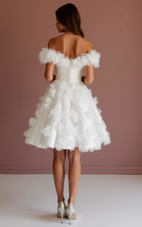 Playful White Mini Short Wedding Dress with a Slit Skirt for a Flirty and Fun Style New Satin white