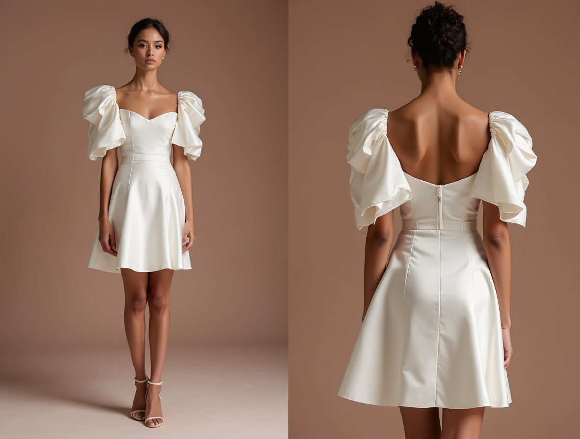 Romantic White Mini Short Wedding Dress with Floral Lace for a Delicate and Feminine Look