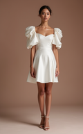 Chic White Mini Short Wedding Dress with a Strapless Bodice for a Sleek and Modern Look New Satin white