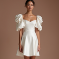 Chic White Mini Short Wedding Dress with a Strapless Bodice for a Sleek and Modern Look New Satin white