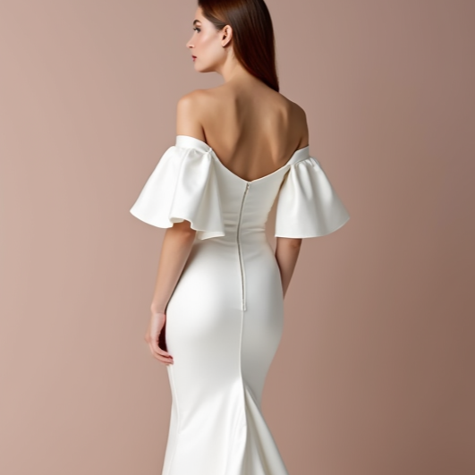 Glamorous White Mermaid Wedding Dress with a Satin Finish for a Luxurious Look backless New Satin white